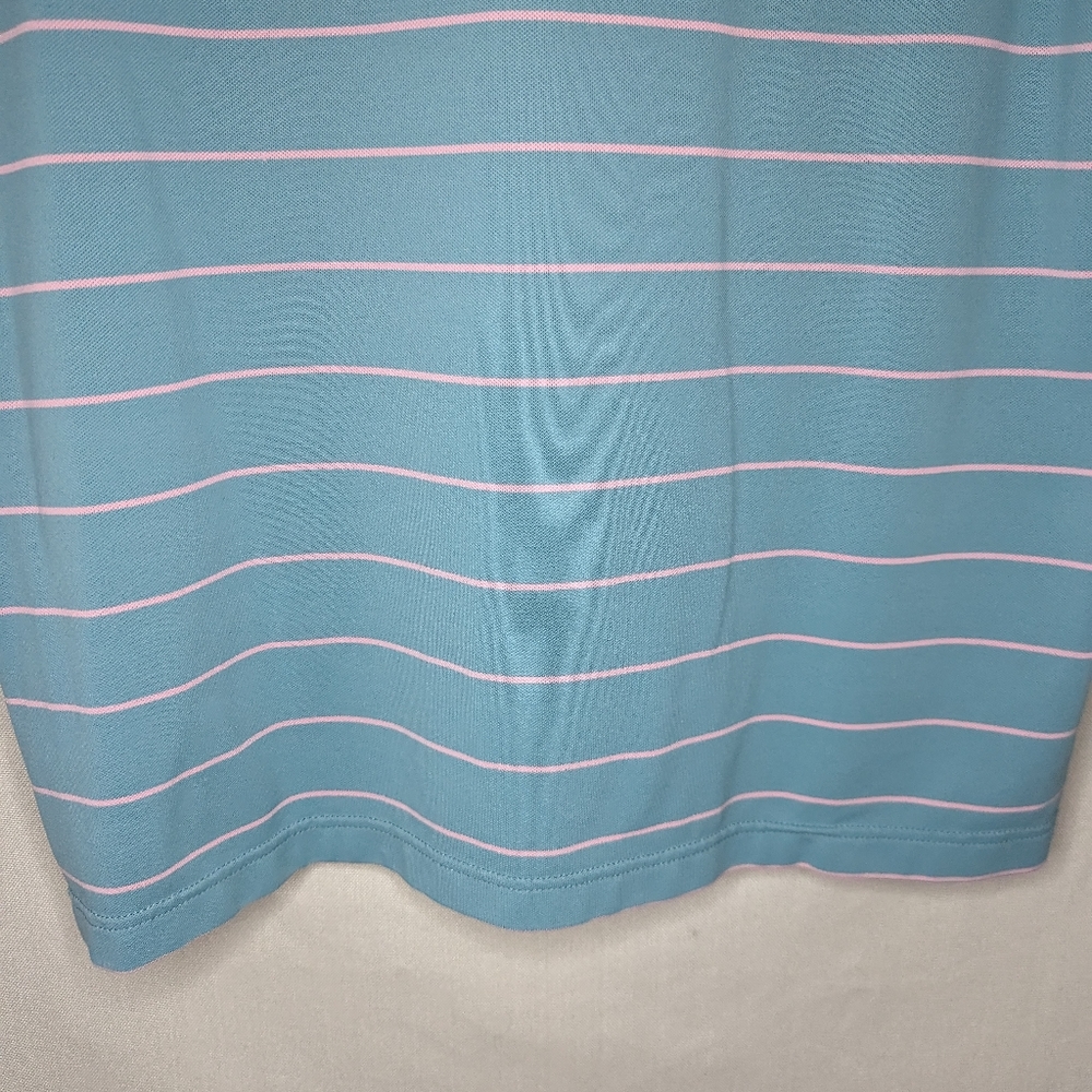Peter Millar Summer Comfort Mens Sz Small Golf Polo Shirt Blue Pink Striped - Picture 2 of 8